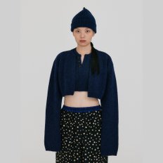 ZONNE Cropped Knit Cardigan - Navy