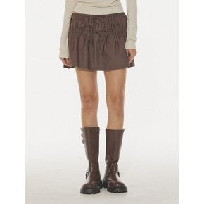 RISA RUFFLE MINI SKIRT - BROWN