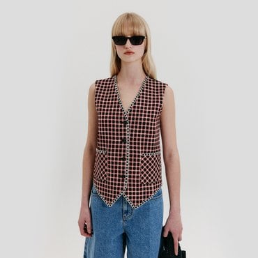 EENK Tweed Pocket Vest - Red