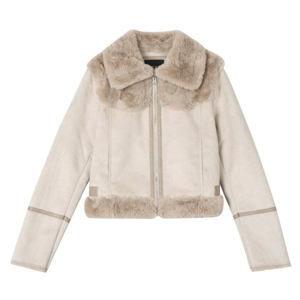 [여주점] 여성 퍼 배색 크롭 무스탕(B244LI620P)