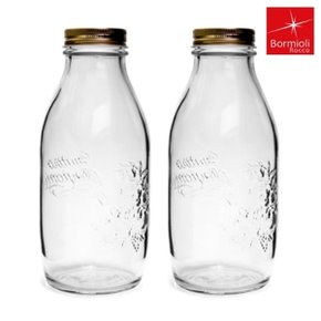 보르미올리 우유병 1000ml 2P세트 주스 음료 공병 밀크티병 유리자 밀폐유리병