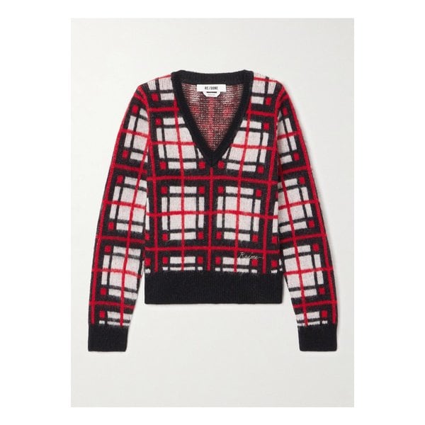 자수 체크 자카드 니트 스웨터 1647597349773993