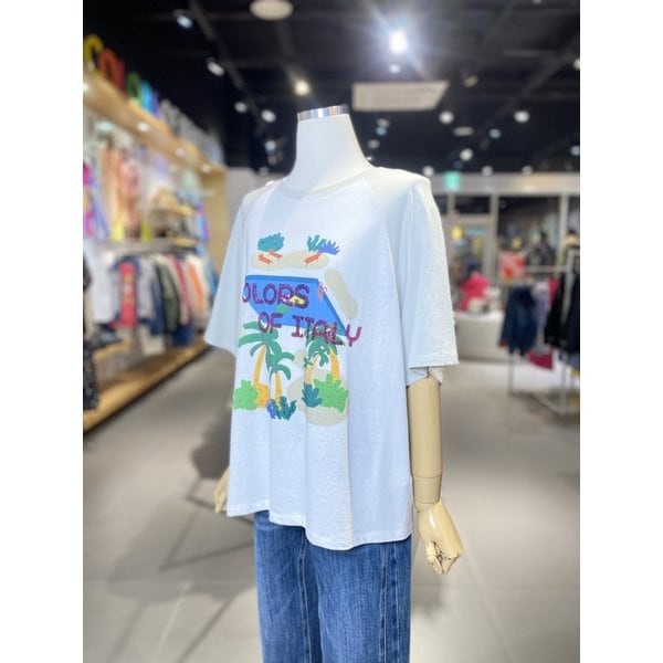 [여주점] 야자수 래글런 배색 티셔츠 (BATS91531)