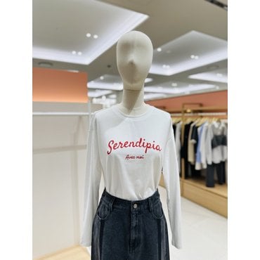 플라스틱아일랜드 레터링 자수 긴팔 티셔츠 (PR3CL962)