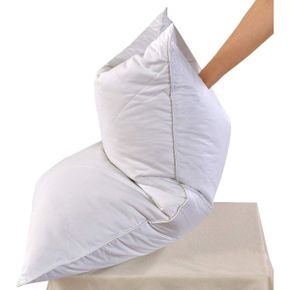 Set of 2 White Goose Feather Bed Pillows Soft 600 Thread Count 100% Cotton Medium FirmSoft