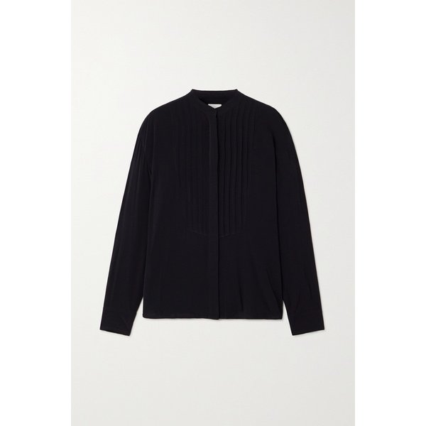 아멜 플리츠 크레이프 드 신 셔츠 블랙 1647597325950556