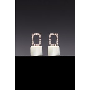 Mother of Pearl Void Cubic Stud Earrings