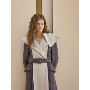 Wide Collar Belted Long Coat