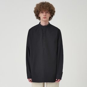 COTTON HENLY NECK SHIRT_BLACK