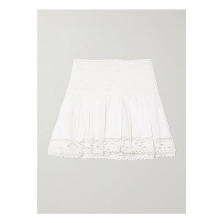 이자벨마랑 비올라나 플리츠 레이스 트리밍 리넨 코튼 혼방 미니 스커트 화이트 1647597350585659