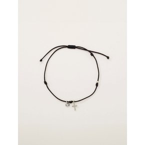 The Cross Black Silk Bracelet