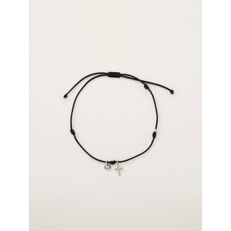 파인드엘리스 The Cross Black Silk Bracelet