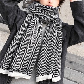 남녀공용 헤링본 목도리 데일리 니트 머플러