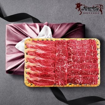 식탁이야기 [힘찬한우] 등바구니1호 선물세트 2.4kg (채끝,채끝,등심,치마살 각 600g씩 / 1++등급)(근내지방도 7이상)