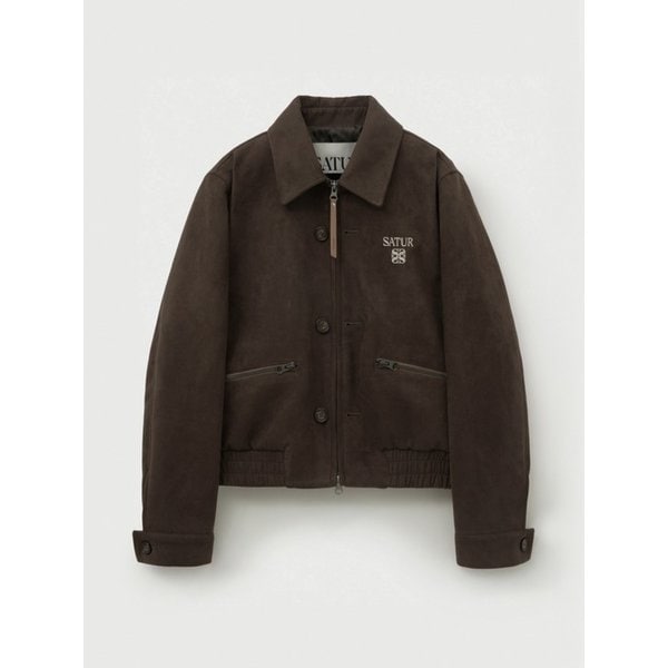 (W) 테오 폭스 스웨이드 숏 자켓_다크 브라운