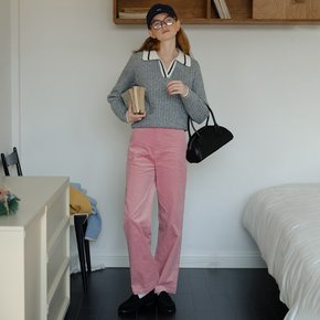 Cest_Pink corduroy wide-leg pants