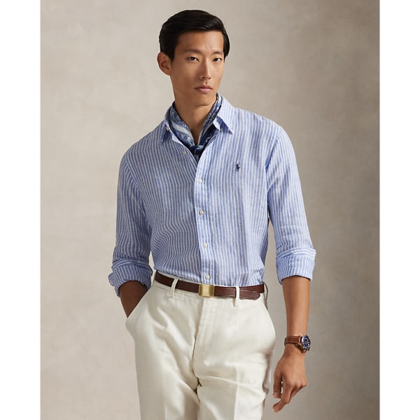 남성 클래식핏 스트라이프 리넨 셔츠(MNPOWOV16824966400)