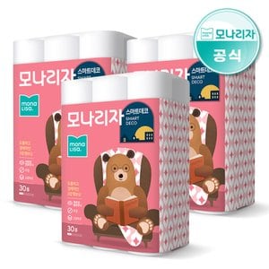 모나리자 스마트데코 3겹 화장지 27M*30롤 3팩 (총90롤)