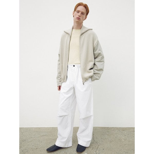 Woven sleeve wide collar blouson_Clay
