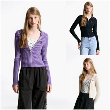 타미진스 여성 립 지퍼 후드 가디건 T32F6KCD20TWT1 TOMMY JEANS