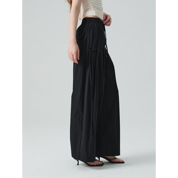 Faded Side String Wide Pants_Black