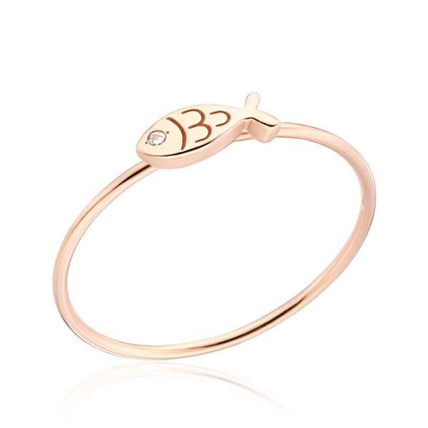 [비앤비골드] 18K 큐빅아이 마킹 물고기 텐션링 반지 NPR35633