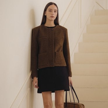 노운베러 London zip wool blended jacket_Brown