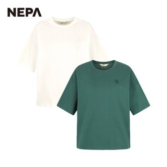 네파 여성 GREEN MIND 크롭 반팔 라운드 티셔츠 (루즈핏) 7J45377