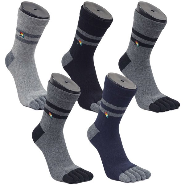 5켤레 뒤틀림방지 남자링글 발가락양말 중목 BA007