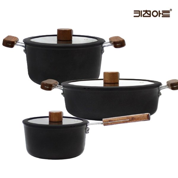 포르트 내츄럴우드 인덕션가능 냄비세트 3종A(편18+양20+전24)
