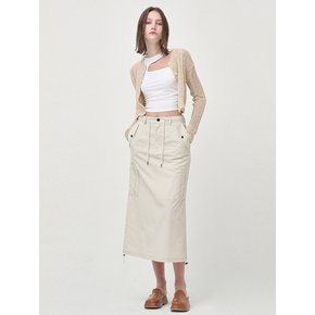 String Long Cargo Skirt, Cream