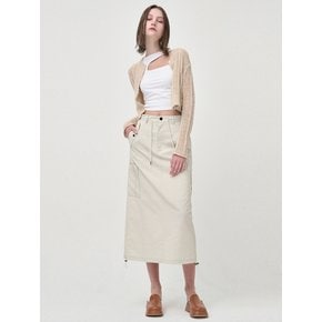 String Long Cargo Skirt, Cream