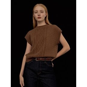 Cable Round neck Cashmere Blended Knit Vest (3colors) VKNIT_016