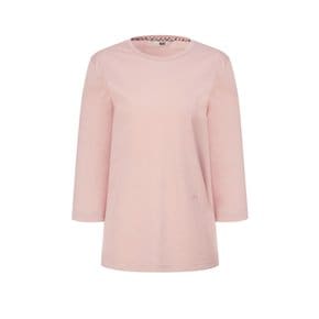 [25SS] 핑크 로고 자수 7부 소매 면혼방 티셔츠 DLTS5BE21P1