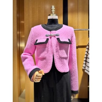 에고이스트 [시흥점] 여성 컬러 배색 라운드넥 크롭자켓(EQ4WJ463)