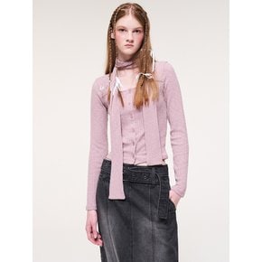 Scarf Button T-Shirt, Pink