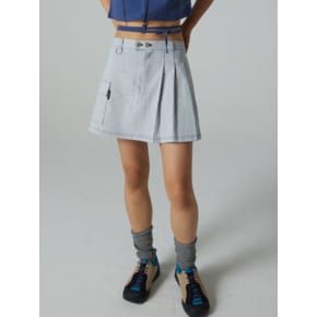 GLAM DENIM PLEATS SKIRT - WHITE