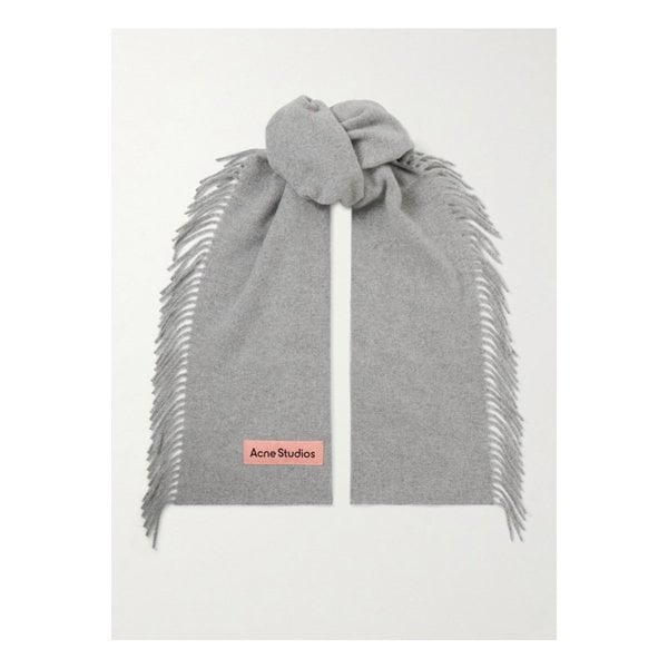 아플리케 프린지 울 스카프 라이트 그레이 1647597350168999