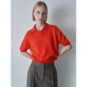 Wool cashmere knit collar top (Orange)