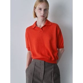 Wool cashmere knit collar top (Orange)