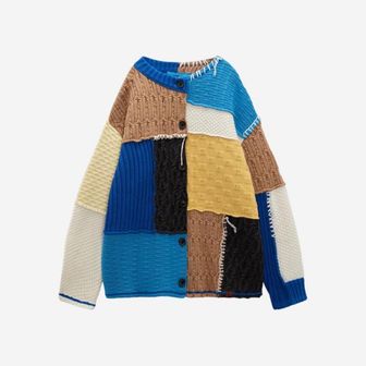  자라 x 아더에러 패치워크 오버사이즈 니트 가디건 멀티컬러 Zara x Ader Error Patchwork Overs