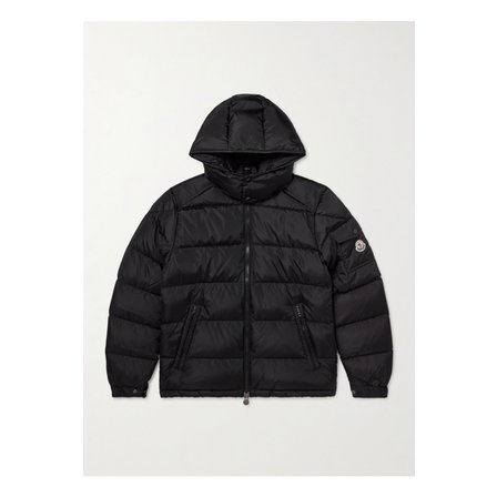 몽클레르 몽클레어 마야 로고 아플리케 퀼팅 셸 후드 다운 재킷 블랙 1647597360452527