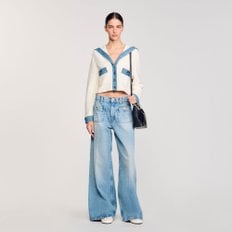 산드로 [25SS 미드시즌세일 30%] 데님 디테일 테리 니트 가디건 SF25S3FRGDP91