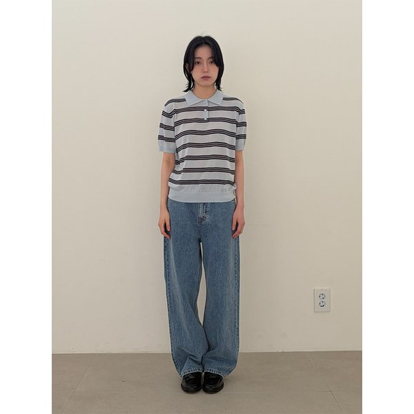 Multi Stripe Collar Knit_Light Blue