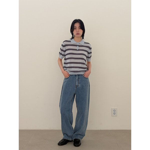 Multi Stripe Collar Knit_Light Blue