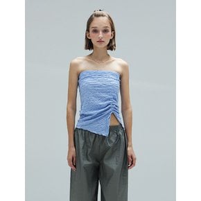 SALLY SHIRRING TUBE TOP - BLUE