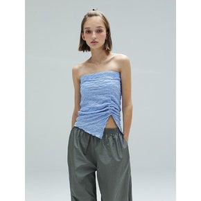 SALLY SHIRRING TUBE TOP - BLUE