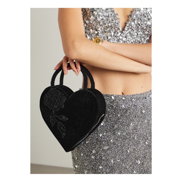 클리오 페피아트 나이트셰이드 비즈 장식 벨벳 토트 블랙 1647597351420568