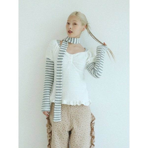 SOFT SHIRRING T-SHIRT(IVORY)