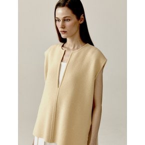 Cashmere Blend Round Neck Vest Yellow